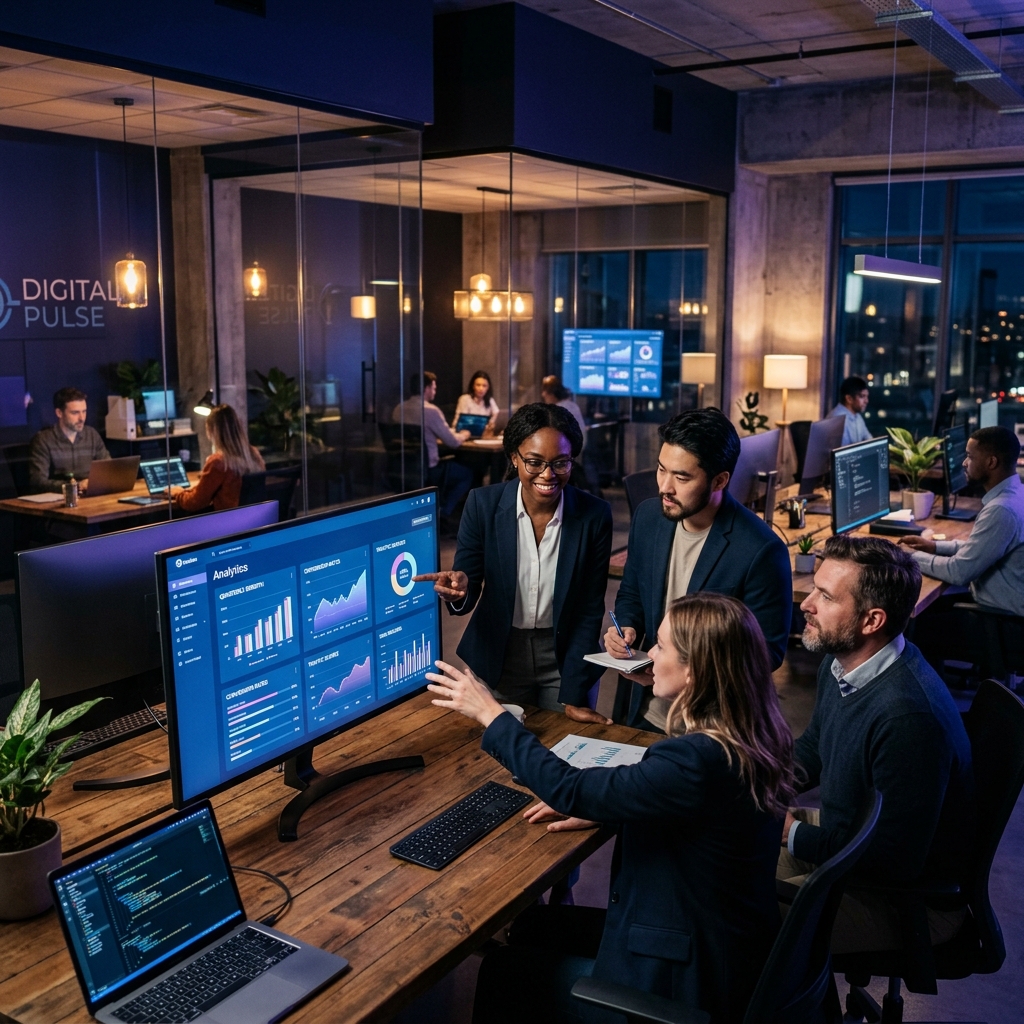 EcomScale India — Professional digital agency team collaborating in a modern office